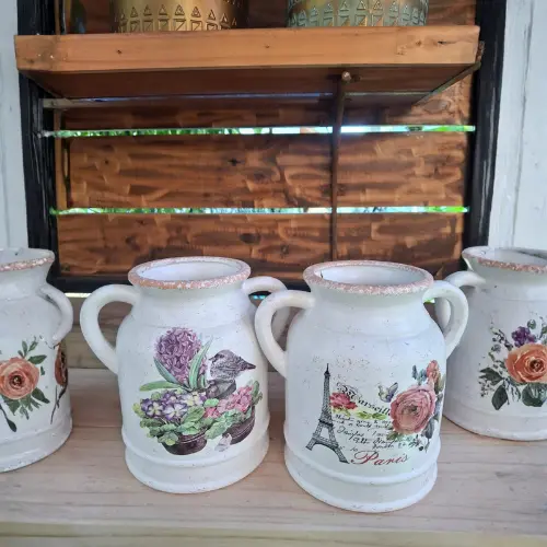 Productos rancho (18) Jarros cerámicos flowers - Imagen 1
